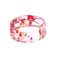 Trendy Dried Flower Transparent Resin Ring For Women Fashion Wedding Bands Causal Ring Jewelry (6, 7, 8)
