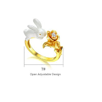 Cute Small White Rabbit Rings for Women  (Adjustable)