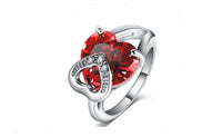 Romantic Love Gift Female Ring cubic Zirconia Platinum Plated Heart Shaped Ruby Love Ring.(Size-7) - sparklingselections