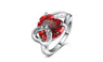 Romantic Love Gift Female Ring cubic Zirconia Platinum Plated Heart Shaped Ruby Love Ring.(Size-7)