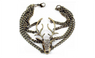 Rhinestones Deer Head Long Antlers Pendant Bracelet