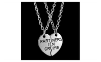 Creative Letter Partners In Crime Half Heart Love Necklace For Girls