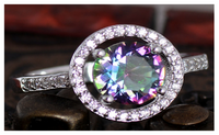 Silver Plated Multicolor Cubic Zirconia Womens Exquisite Wedding Ring