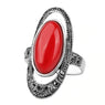 Black Resin Mosaic Red Rhinestone Ring For Women