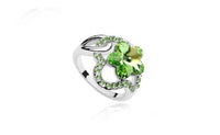 Graceful Flower Silver Plated Women Jewelry Crystal Ring(Size 7) (Green) - sparklingselections