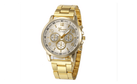 New Beige Steel Casual Three Clock Pattern Quartz Wrist Watch For Women - sparklingselections