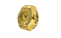 Trendy Creative Imitation rhinestone Round Elastic Quartz Watch Ring - sparklingselections