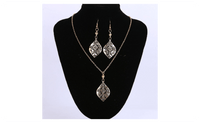 Bridal Gold Plated with Hollow Out Shaped Earrings Necklace Jewelry Sets - sparklingselections