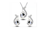 Bridal Fish Austrian Crystal Fashion Water Tear Drop Jewelry Set Fashion Women Silver Drop Earrings Necklace Jewelry