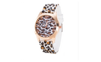 Fashion Leopard Silicone Rubber Strap Wristwatch For Ladies