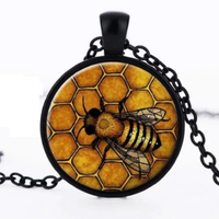 New Feminine Bees Photo Glass Cabochon Pendant Necklace Hot Geometric Women's Fashion Necklace