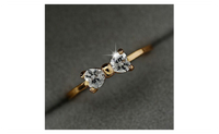 Gold Plated Zircon Crystal Engagement Finger Bow Ring For Women