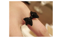 Fashion Cute Black Rhinestone Butterfly Bow Ring For Women,size:7