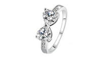 Platinum Plated Elegant Finger Bow Crystal Ring For Women (6,7,8)