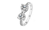 Platinum Plated Elegant Finger Bow Crystal Ring For Women - sparklingselections