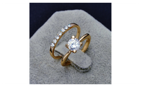 New Gold Plated Filled CZ Zircon Finger Ring Set Wedding Gift (6,7,8)