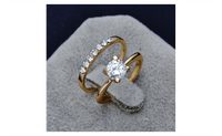 New Gold Plated Filled CZ Zircon Finger Ring Set Wedding Gift - sparklingselections