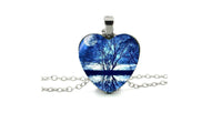 Tree Glass Cabochon Heart Shaped Pendant Necklace - sparklingselections