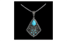 Silver Turquoise Stone Vintage Retro Style Pendant Necklace For Women