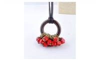 Fashion New Red Wooden Beads Collier Statement Necklaces for Women