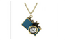 Antique Gold Plated Long Chain Colorful Enamel Camera Pendant Necklace