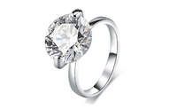 Cubic Zirconia 10 Carat White Gold Plated Engagement Ring