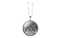 Vintage Mechanical Gear Steampunk Art Glass Cabochon Pendants Necklaces - sparklingselections