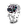New Mystic Rainbow Green Purple CZ Multi- AAA Silver Ring