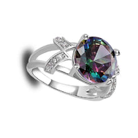 New Mystic Rainbow Green Purple CZ Multi- AAA Silver Ring - sparklingselections