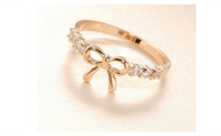 Simple Fashion Imitation Crystal Bow Ring For Women (Resizable)