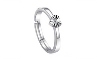 Silver Plated Forever Love Cubic Zirconia Heart Adjustable Couple Ring