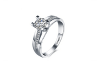 Platinum Plated Fashion Engagement Ring Cubic Zirconia Stone Jewelry - sparklingselections