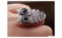 Ancient Retro Owl Silver Punk Ring For Women (Adjustable)