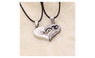 Stainless Steel Love Matching Hearts Shape Rhinestone Pendant Necklace