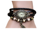 Retro Butterfly Leaf Fashion leather Bracelet Water Quartz Hand Clock