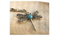 Vintage Gold Necklace Hollow Dragonfly Pendants - sparklingselections