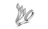 Luxury Fashion Silver Plated Wedding Leaves Love Ring(Resizable)