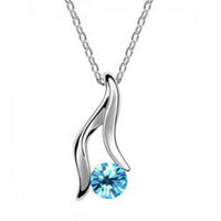 White Gold Plated Crystal Pendant Necklace - sparklingselections