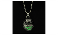 New Vintage Steampunk Hollow Ball Green Magic Glow In Dark Pendant Necklace - sparklingselections