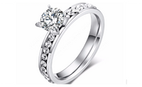 Stainless Steel Circle Cubic Zirconia Diamond Rings For Women