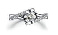 Angel's Heart White Gold Plated CZ Crystal Wedding Ring(6,7,8) - sparklingselections