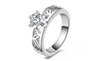 New Square Design White Gold Plated Cubic Zirconia Wedding Ring-7,8