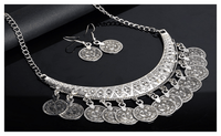 Vintage Chokers Ethnic Carved Coins Nice Necklaces & Earrings Set for Women - sparklingselections