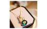 Sea Green Crystal Pendant Chain Necklace For Women