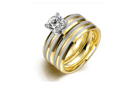 2PCS/1SET Titanium Steel Golden Marriage Engagement Rings (6,7,8) - sparklingselections