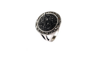 Shiny Black Resin Antique Silver Plated Women Ring (7)