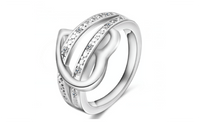 New Exquisite Rhinestone Heart Lover's Couple Ring For Women - sparklingselections