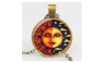 Summer Style Sun God Pendant Glass Cabochon Chain Necklace