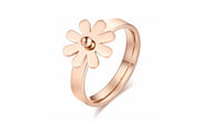 Stainless Steel Golden Flower Fashion Ring For Women (7) - sparklingselections