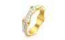 Stainless Steel Women CZ Diamond Wave Shape Ring